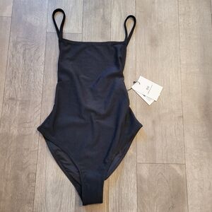 Something Navy ribbed one-piece black Swimsuit  Womens Size XXS